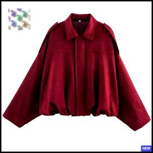 Faux Suede Bomber Jacket Oversized Pilot Coat Streetwear Chic Outerwear